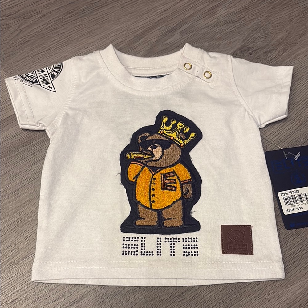 Brand New Elite White T-Shirt with Bear Design